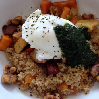 3 Little Figs - quinoa bowl with roasted veggies, walnuts, poached egg - Coffee & Tea Near Me - Somerville, Massachusetts 3 Little Figs - quinoa bowl with roasted veggies, walnuts, poached egg - Coffee & Tea Near Me - Somerville, Massachusetts