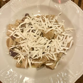 Ca'Lucchenzo - paccheri with spiced lamb sausage, roasted eggplant passata, violeta cauliflower & ricotta salata di pecora - Pasta Shops Near Me - Wauwatosa, Wisconsin