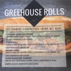 Green House Rolls - Sandwich menu