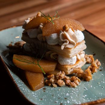 Glasspar - a plate with a dessert on it - Seafood Near Me - Dana Point, California