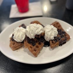 Chit Chat & Chew Cafe - Churro Waffles w Chocolate Drizzle