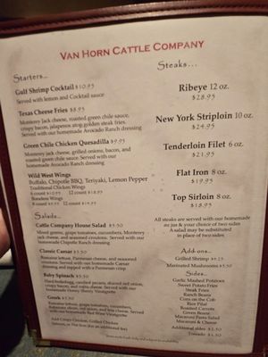 Menu photo 5 Van Horn Cattle Company Van Horn, TX Menu photo 5 Van Horn Cattle Company Van Horn, TX