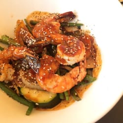 Le Colomba - Wok de gambas (18,50€).