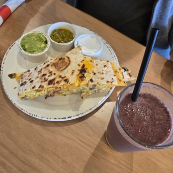 Mychal's Cafe - Avocado Quesadilla with berry smoothie. So delicious - Coffee & Tea Near Me - Redondo Beach, California Mychal's Cafe - Avocado Quesadilla with berry smoothie. So delicious - Coffee & Tea Near Me - Redondo Beach, California