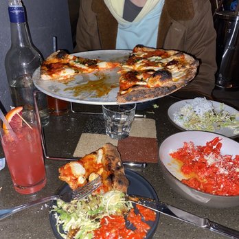 Barano - Nduja Pizza, Saffron Gigli, Brussel Sprout Salad - Pizza Near Me - Brooklyn, New York