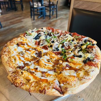 Mellow Mushroom New Albany - Our delicious pizza, half Buffalo & Veg Out - Pizza Near Me - New Albany, Ohio Mellow Mushroom New Albany - Our delicious pizza, half Buffalo & Veg Out - Pizza Near Me - New Albany, Ohio