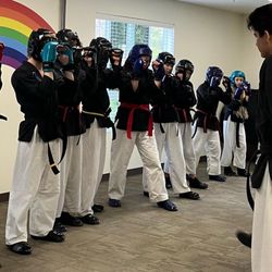 Family Karate - Advanced class. Many of these students have been training with us for over 10 years!