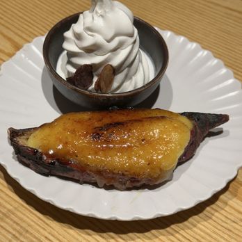 Tendon Kohaku - Sweet potato creme brulee - Japanese Near Me - Bellevue, Washington Tendon Kohaku - Sweet potato creme brulee - Japanese Near Me - Bellevue, Washington
