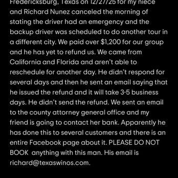 Texas Winos - Another review , from a driver emergency - Tours Near Me