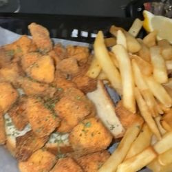 Salmon bites and fries