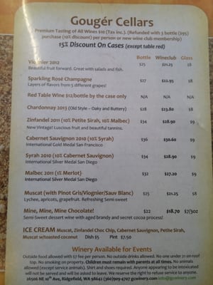 Menu photo 3 Gouger Cellars Winery and Restaurant Ridgefield, WA
