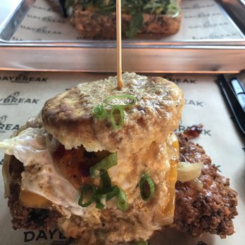 Daybreak Kitchen & Biscuit - Chicken Biscuit with bacon jam and sausage gravy. Delish!!! - Breakfast & Brunch Near Me - Sterling, Virginia Daybreak Kitchen & Biscuit - Chicken Biscuit with bacon jam and sausage gravy. Delish!!! - Breakfast & Brunch Near Me - Sterling, Virginia