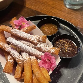 Dirty Pretty  - Funnel cake fries with a caramel and dark chocolate sauce on the side - Wine Bars Near Me - Portland, Oregon