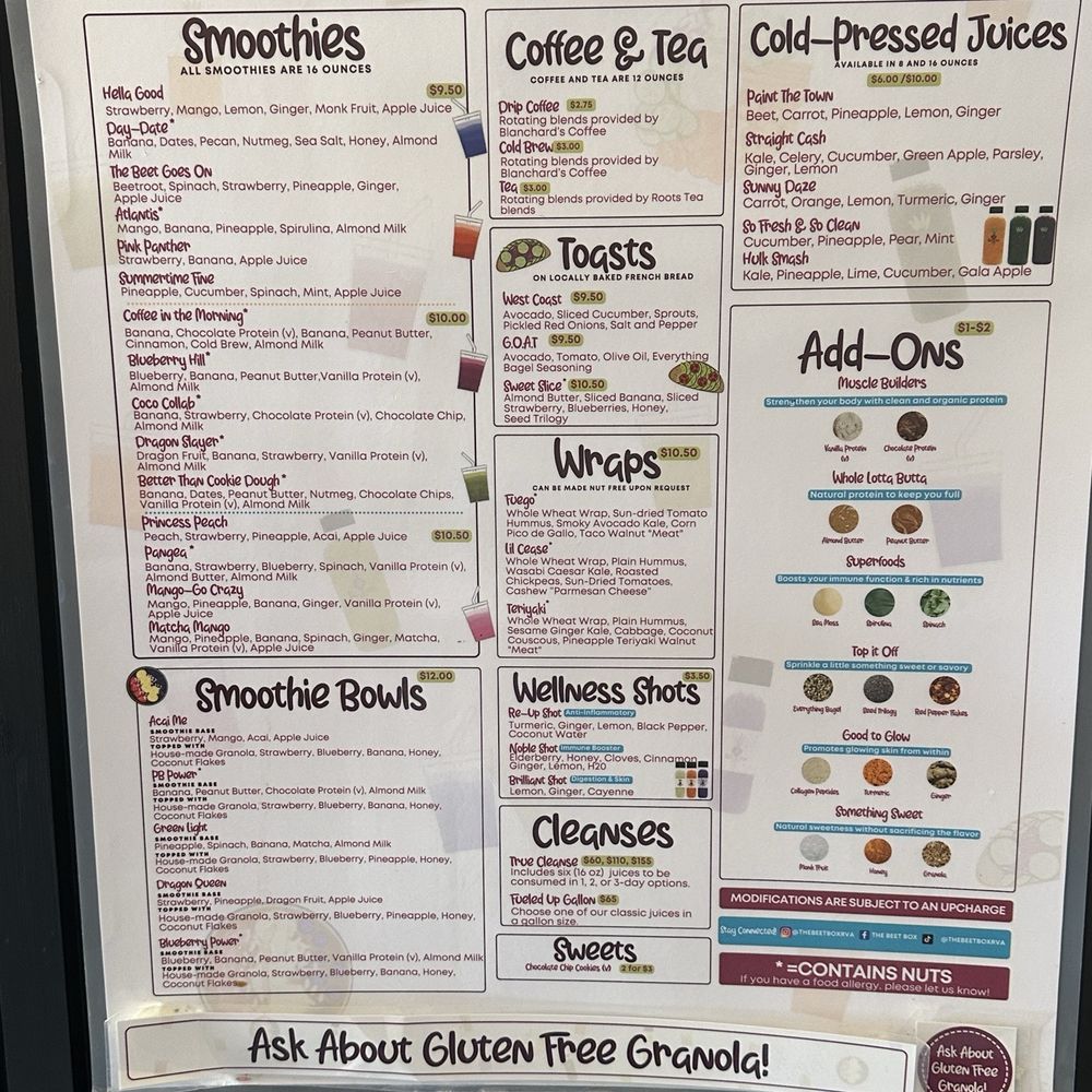 The Beet Box - Menu - Juice Bars & Smoothies Near Me - Richmond, Virginia The Beet Box - Menu - Juice Bars & Smoothies Near Me - Richmond, Virginia