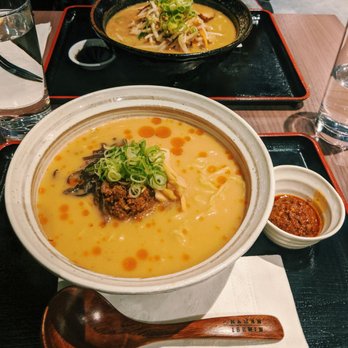 Ramen Isshin - Red miso ramen with garlic oil Vegetarian spicy red miso ramen with red dragon sauce - Ramen Near Me - Toronto, Ontario Ramen Isshin - Red miso ramen with garlic oil Vegetarian spicy red miso ramen with red dragon sauce - Ramen Near Me - Toronto, Ontario