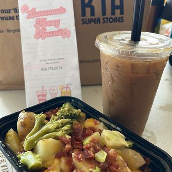 Lemonade Honey Hawaii - Loaded baked potato & original iced coffee w/extra shot - Coffee & Tea Near Me - Hilo, Hawaii