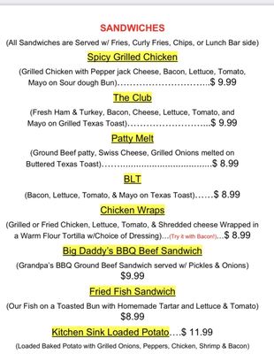 Menu photo 1 Tasha's Country Kitchen San Augustine, TX