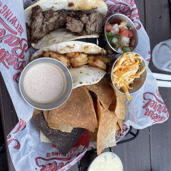 Southern Barrel Brewing - Build your own taco: shrimp and brisket. - American Near Me - Bluffton, South Carolina