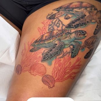 Mermaiid Ink - Turtle water scene - Tattoo Near Me - Signal hill, California