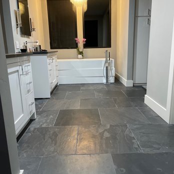 Dynamic Custom Tile - Slate floor in primary bath. - Tiling Near Me Dynamic Custom Tile - Slate floor in primary bath. - Tiling Near Me