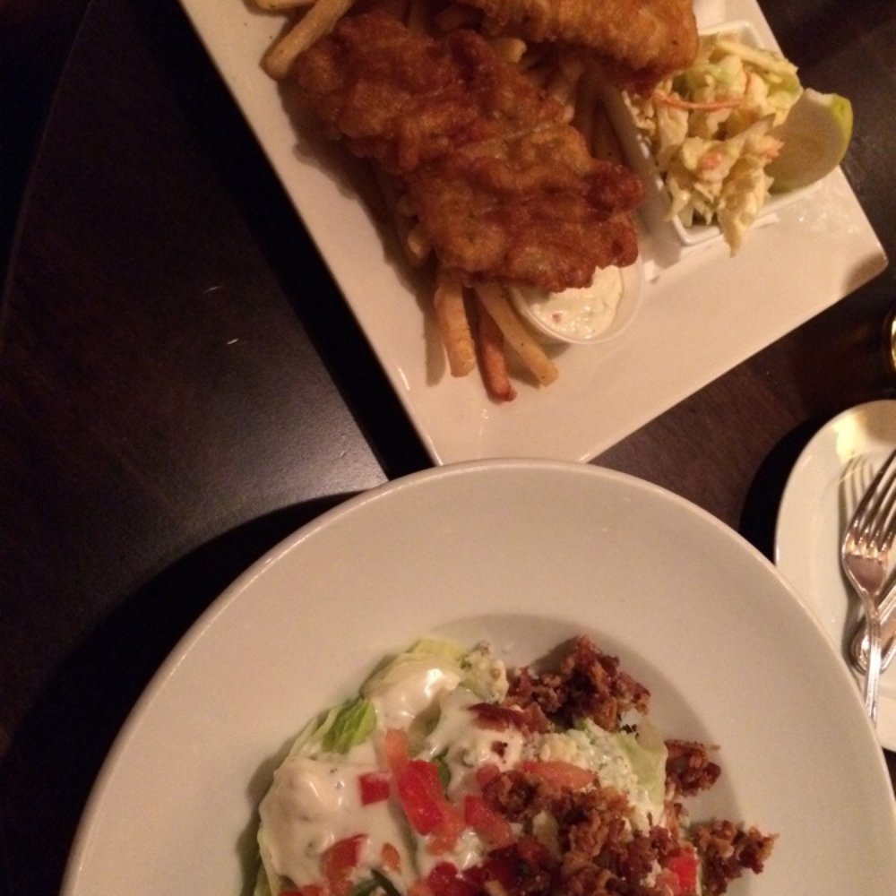 Fiddlers Green - "Regular size" fish and chips ($14) and Fiddler's wedge salad ($8). Both well worthy of repeating. - Irish Near Me - Millbrae, California Fiddlers Green - "Regular size" fish and chips ($14) and Fiddler's wedge salad ($8). Both well worthy of repeating. - Irish Near Me - Millbrae, California
