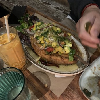 Glin Thai Bistro - Fried Branzino with Mango Salad - Thai Near Me - Brooklyn, New York Glin Thai Bistro - Fried Branzino with Mango Salad - Thai Near Me - Brooklyn, New York