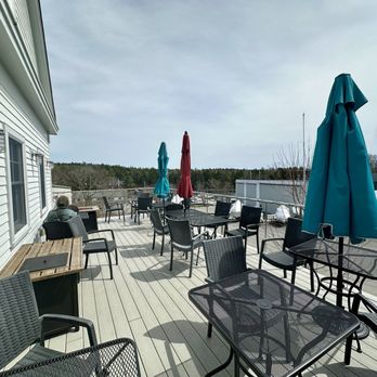 Iris Eats Maine - Spacious outdoor dining patio w/ water view - Bakeries Near Me - Harpswell, Maine
