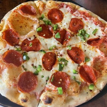 Bistro Di Bufala - Daviola pizza. Pepperoni,?diced jalapeños red pepper flakes. So good. - Italian Near Me - Visalia, California