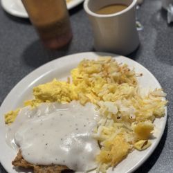 Main St. Cafe - Country fried steak eggs and potatos