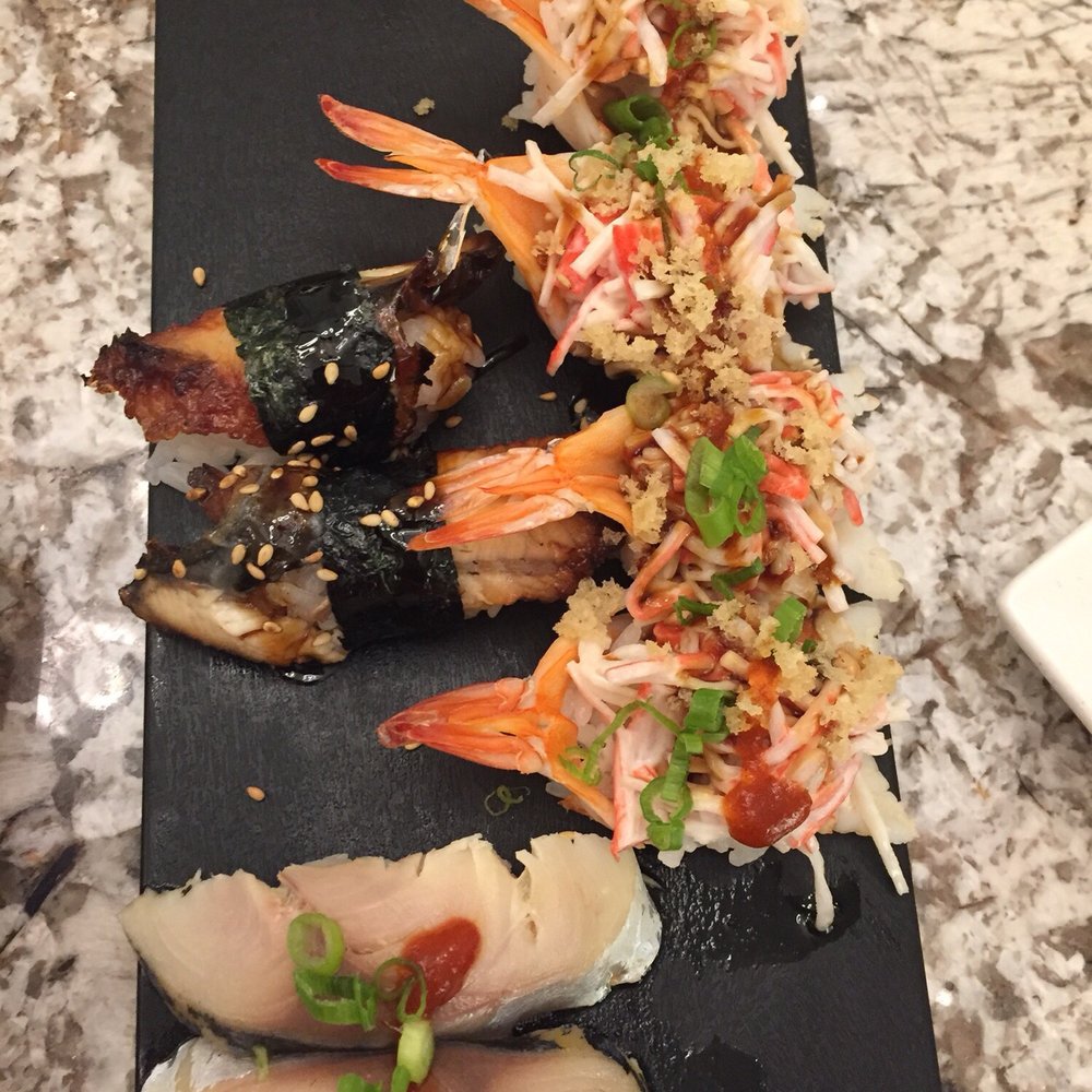 Oceano - Upside down shrimp, unagi, and maki. - Seafood Near Me - Reno, Nevada Oceano - Upside down shrimp, unagi, and maki. - Seafood Near Me - Reno, Nevada