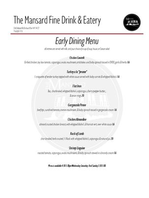Menu photo 4 The Mansard Fine Drink And Eatery Orchard Park, NY Menu photo 4 The Mansard Fine Drink And Eatery Orchard Park, NY