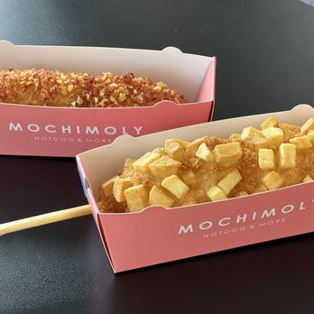 Mochimoly - The all beef with potato and the spicy With blazing hot Cheetos - Donuts Near Me - Millburn, New Jersey