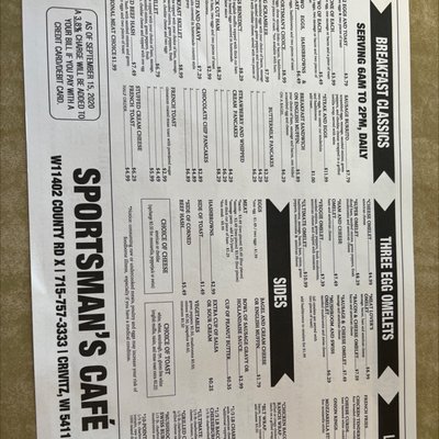 Menu photo 3 Sportsman's Café Crivitz, WI Menu photo 3 Sportsman's Café Crivitz, WI