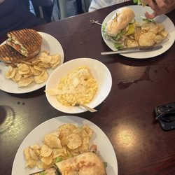 Tuscan Panini (left) , Snood Dude (right), bowl mac n cheese, chipotle turkey sandwich