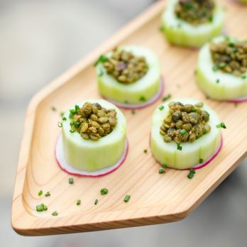 Trumpetvine Catering & Events - Curried Lentils in Cucumber Cups - Caterers Near Me - Berkeley, California Trumpetvine Catering & Events - Curried Lentils in Cucumber Cups - Caterers Near Me - Berkeley, California