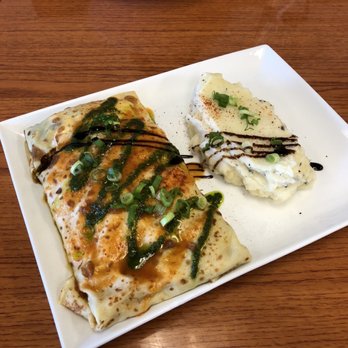 Bonjour Cafe - Veggie crepe and truffle mashed potato side - Cafes Near Me - Katy, Texas Bonjour Cafe - Veggie crepe and truffle mashed potato side - Cafes Near Me - Katy, Texas
