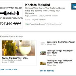 Connect with #skylinewinetours on #LinkedIn! https://www.linkedin.com/in/skylinewinetours