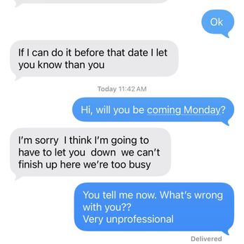 Henry Painter - Text between Henry and myself! Very unprofessional! - Painters Near Me