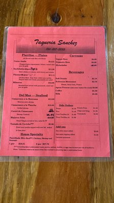 Menu photo 2 TAQUERIA SANCHEZ Panama City, FL Menu photo 2 TAQUERIA SANCHEZ Panama City, FL