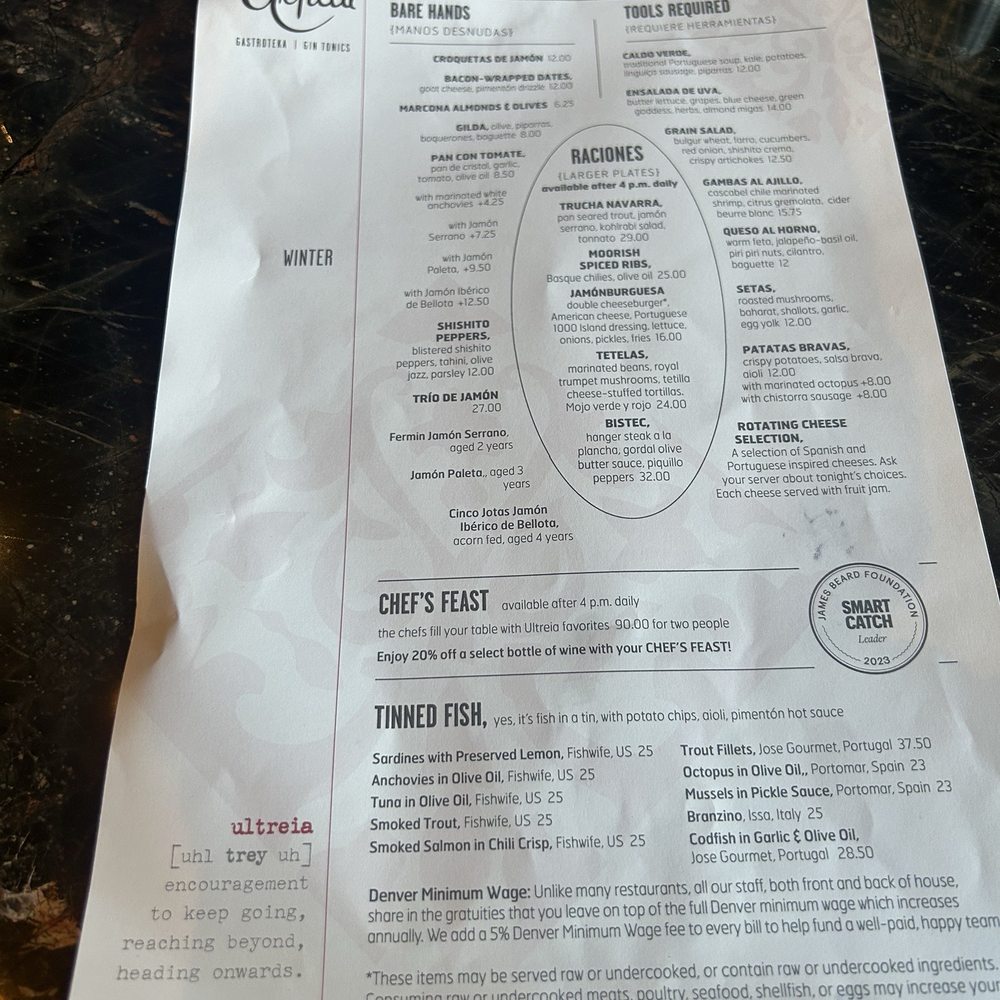 Ultreia - Menu - Tapas Bars Near Me - Denver, Colorado Ultreia - Menu - Tapas Bars Near Me - Denver, Colorado