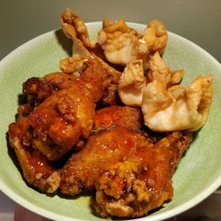 Thai wings and crab rangoon