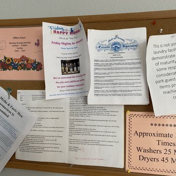 Desert Rose RV Park - Notes posted at Rec Center including laundry times - RV Parks Near Me - Fernley, Nevada