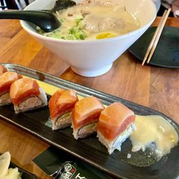Tonkatsu ramen and the Yummy roll.
