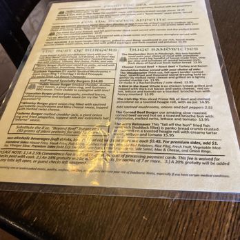 O'Hara's Public House - Menu - Irish Pub Near Me - Lexington, South Carolina