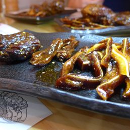 Fantastic spicy braised dish with pork ear, duck tongue, chicken gizzards. This dish is on the amazing tasting menu.