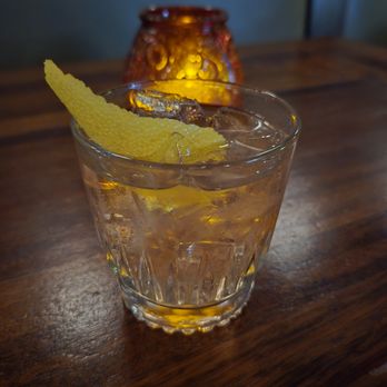 The Hawk - Pink Negroni off the current seasonal menu - halfway between a white Negroni and a martini. Strawberry infused and with pink pepper - Bars Near Me - Long Beach, California