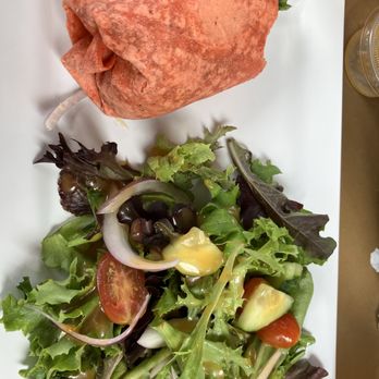 Mango Bistro - Half chicken salad wrap and side salad. - French Near Me - Englewood, Florida Mango Bistro - Half chicken salad wrap and side salad. - French Near Me - Englewood, Florida