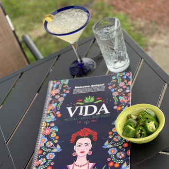 Vida Mexican Restaurant - The menu and a skinny margarita with a healthy serving of jalapeños - Mexican Near Me - Laconia, New Hampshire