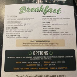 Lucky's Bar & Grill - Lucky's new breakfast menu as of 11/4/2022