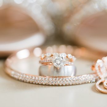 Mark Broumand - Marquis band (her band), Round brilliant with fancy pink diamonds on hidden halo, White gold band with rose gold inside (his band) - Jewelry Near Me - Los Angeles, California